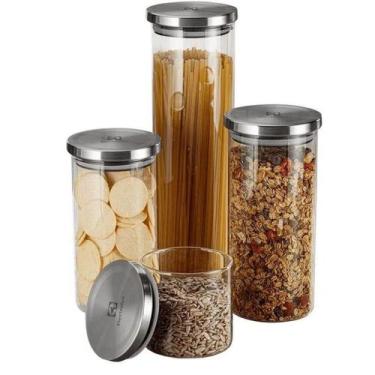 Imagem de Kit Potes de Vidro  Herméticos Electrolux - 4 Unidades, 500ml, 1,1L, 1