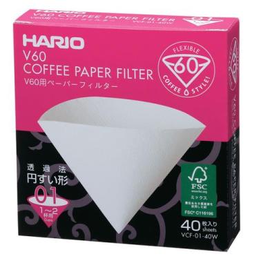Imagem de Filtro de papel para coador Hario V-60 01 Cor Branca, Coador, Papel