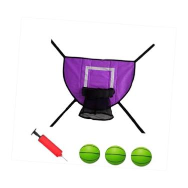 Imagem de Vaveren Conjunto de cesta de basquete e trampolim, gol de basquete macio, rodapé leve com 3 mini bolas e 1 bomba para treinamento infantil, Basquete Verde