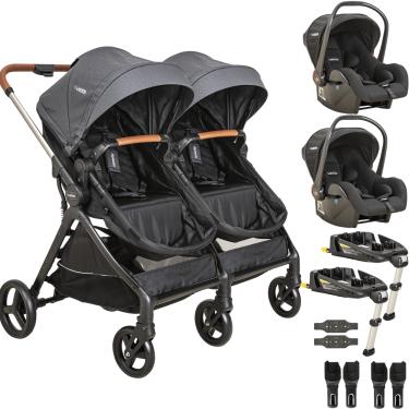 Imagem de Carrinho Kiddo Gemeos 2 Bebe Conforto 2 Base ISOFIX Speedy Grafite