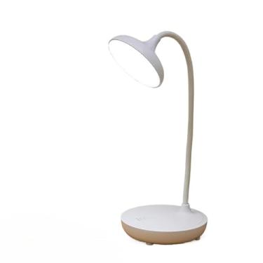 Imagem de Luminária De Mesa Abajur De Estudo De Mesa LED Escurecimento Contínuo De Três Modos Cores Sem Fio(Branco)