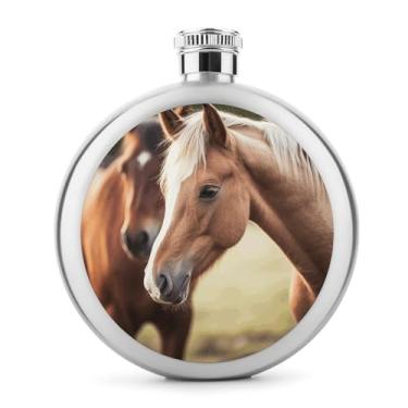 Imagem de Cantil de aço inoxidável, adorável impressão de cavalo clássico cantil garrafa de viagem portátil garrafa de metal