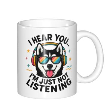 Imagem de Caneca de café engraçada Husky, I Hear You I'm just Not Listening, melhor presente para animais de estimação, para mãe de cachorro, pai, amante, presentes de proprietário, aniversário, presente de