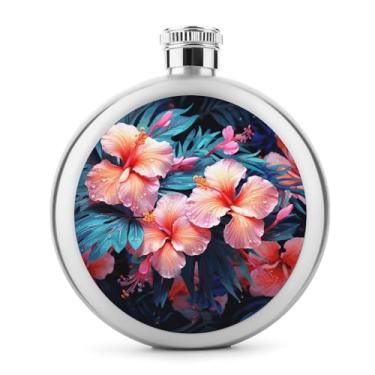 Imagem de Cantil de aço inoxidável, estampa de flores tropicais, clássico, cantil, garrafa de viagem, portátil, garrafa de metal
