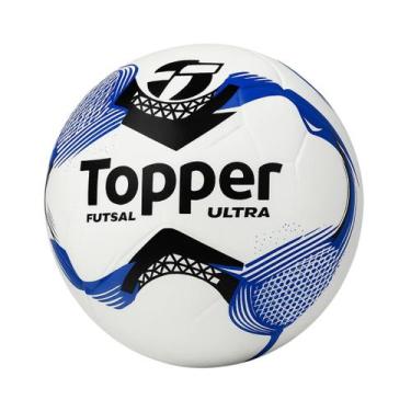 Imagem de Bola de Futsal Topper Ultra Dupla Colagem Salão Oficial, Preto, Azul