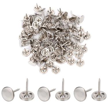 Imagem de 100 Peças Resistentes Tachas, Alfinetes Planos, para Quadro de Avisos Pregos Decorativos Tachas para Parede Pendurar Fotos Casa Mobiliário Sofá Escritório Decoração Faça Você Mesmo (Prata)