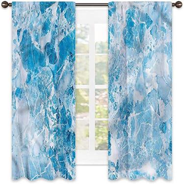 Imagem de Cortinas blecaute de mármore – Cortinas de quarto e sala de estar com isolamento térmico, economia de energia e redução de ruído, L 132 x C 150 cm
