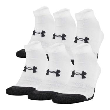 Imagem de Under Armour Meias unissex UA Performance Tech Low Cut Pacote com 6 LG Branco