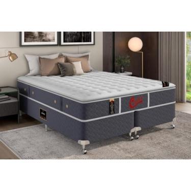 Imagem de Cama Box + Colchão Castor Queen Super Luxo Light Stress One Face Pocket 158x198x54cm