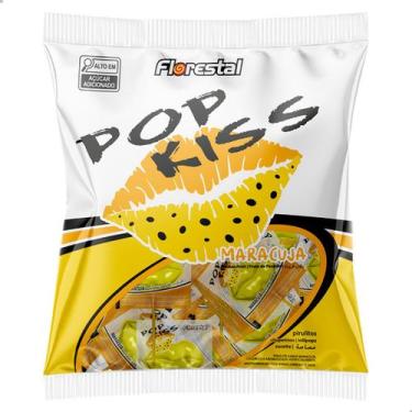 Imagem de Pirulito Pop Kiss sabor Maracujá Pacote 500g 50 un Florestal Formato d