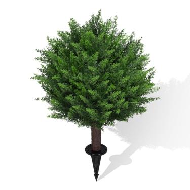 Imagem de Árvore de bolas de topiaria de cedro artificial AOKIIE 22 com espigão de terra