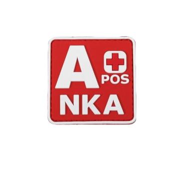 Imagem de Ruoming 1 peça de adesivos táticos de tipo sanguíneo, 5 x 5 cm, PVC 3D, fecho de gancho (vermelho A +)