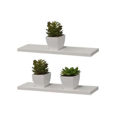 Imagem de Kit 2 Prateleira Branca MDF 40 x 20cm Suporte Invisível