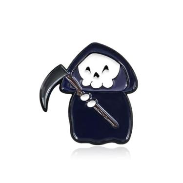 Imagem de Broche de caveira Grim Reaper broche de lapela para mulheres, homens, meninas, punk Halloween, esqueleto, diabo, foice da morte, coisas legais, acessórios de roupas, broches, broches, joias fofas para