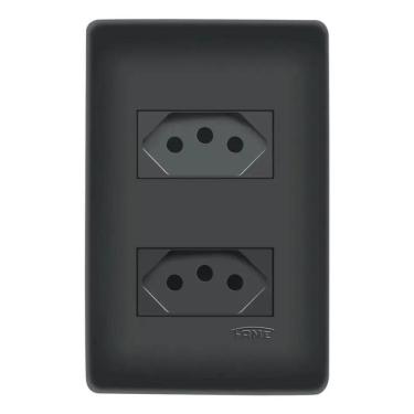Imagem de Conjunto 2 Tomadas 20 Amperes Tripolar 4X2 Preto Fosco Fame