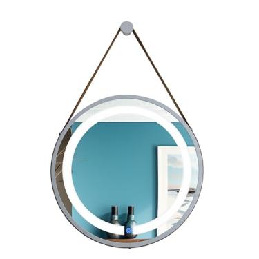 Imagem de ESPELHO ADNET ILUMINADO REDONDO 60CM BRANCO C/ALÇA CARAMELO TOUCH LED 6000K