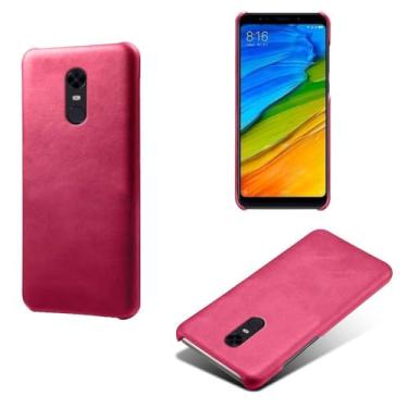 Imagem de Capa para Xiaomi Redmi 5 Plus,Proteção contra quedas,Casca de volta de cor sólida simples,Design de couro de imitação de plástico-Rose