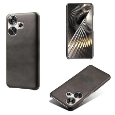 Imagem de Capa para Xiaomi POCO F6 5G,Proteção contra quedas,Casca de volta de cor sólida simples,Design de couro de imitação de plástico-Black
