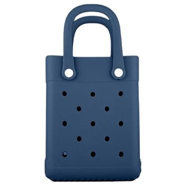 Imagem de GBB Bolsa de praia de borracha PP pequena bolsa de praia à prova d'água para barco, piscina, esportes, viagem, bolsa aberta, Azul marinho, Minimal