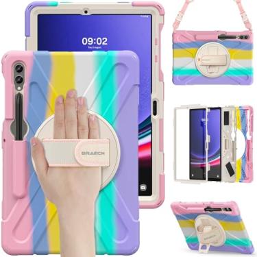 Imagem de BRAECN Capa para Galaxy Tab S8 Plus/S7 Plus, capa para Galaxy Tab S7 FE para crianças, capa resistente à prova de choque com suporte para caneta S, alça de mão, alça de ombro para Samsung Tab S7+ 12,4