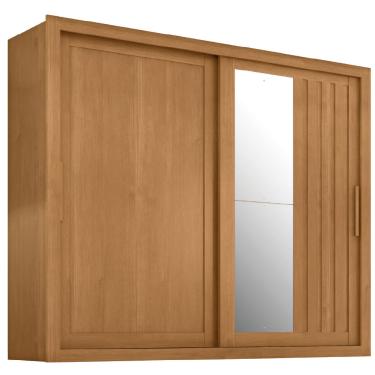 Imagem de Guarda Roupas Casal Ripado com Espelho 2 Portas de Correr 4 Gavetas Trianon Madeirado Zanzini