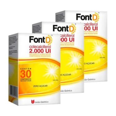 Imagem de Kit 3 Unidades Vitamina D Font D 2.000UI c/ 30 cápsulas - União Quimic