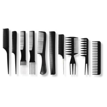 Imagem de Kit 10 Pente Cabeleireiro Profissional Penteado Trança Corte - Arte Se