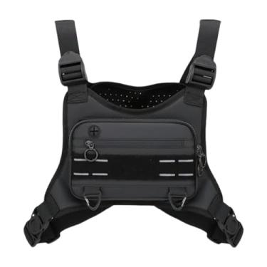 Imagem de IEUDNS Bolsa de peito para atividades ao ar livre, bolsa de neoprene à prova d'água, utilitária para viagem, colete para corrida, pesca, esportes, Preto