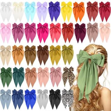 Imagem de Laços de cabelo Mimorou Silky Satin Big 36 unidades para mulheres