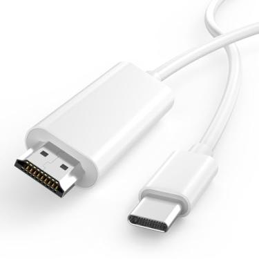 Imagem de [Certificação Apple MFi] Adaptador de cabo USB C para HDMI, cabo 4K @60Hz tipo C para HDMI, adaptador USB-C AV digital de 1,8 m, conector de tela de sincronização para iPhone 17 16 15 Pro Max para