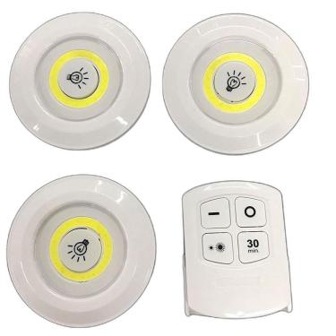 Imagem de Kit 3 Lampada Luminaria Led Spot Sem Fio Com Controle Remoto