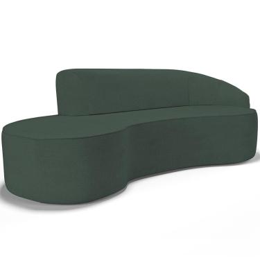 Imagem de Sofá 5 Lugares Curvo Sala de Estar Living Firenze Direito D02 Linho Verde Musgo 300 cm C-117 - Lyam