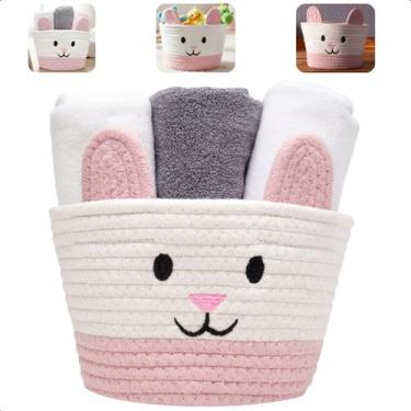 Imagem de Cesto Organizador Infantil Multiuso Roupas Brinquedos Gatinho Fofinho 