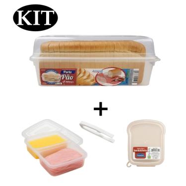Imagem de Kit Porta Pão de Forma + Sanduicheira + Porta Frios Com Pegado