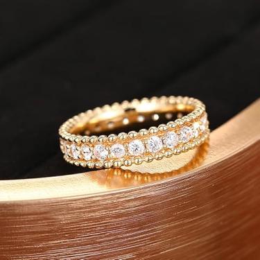 Imagem de 1 peça de anéis geométricos brilhantes de zircônia incrustada para mulheres, acessórios temperamentais e versáteis, joias finas, decoração de namoro para festa de formatura, Cobre, Sem pedra preciosa