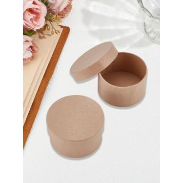 Imagem de 2 peças de caixa de presente pequena, coluna de amêndoa escaldada, caixas de presente de armazenamento de colar de papel marrom, caixa de embalagem de presente com tampas para presente de aniversário