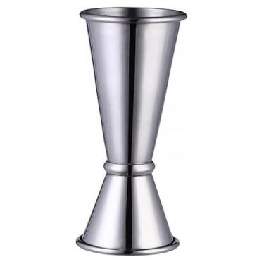 Imagem de Jigger duplo prateado para bartending - Jigger de coquetel 25/50 ml, copo medidor de coquetel jigger japonês, jigger medidor, ferramentas de medição de barra