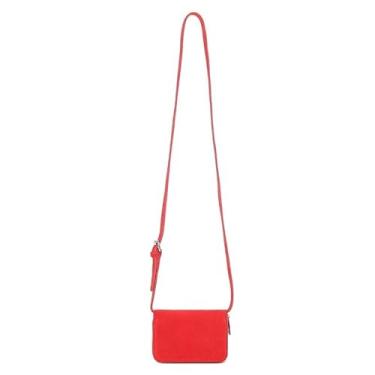 Imagem de Mini bolsa transversal com porta-cartões para mulheres, bolsa de cinto moderna ou acessório de pendurar para cartões, fotos e itens essenciais, Vermelho, Tendência