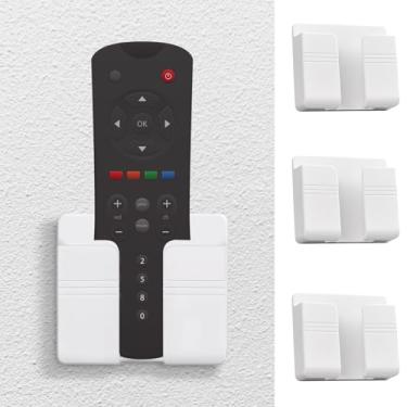 Imagem de Caixa de armazenamento de controle remoto montada na parede, suporte adesivo para telefones e pequenos acessórios, organizador que economiza espaço, branco