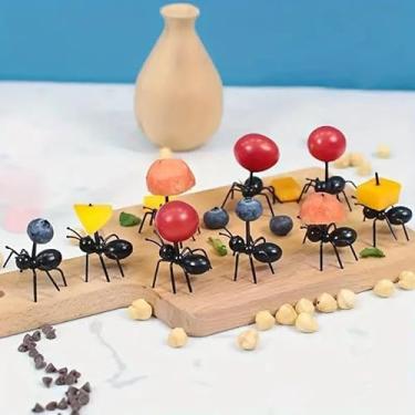 Imagem de 12 garfos de frutas em forma de formiga – palhetas fofas de comida de festa, utensílios decorativos de grau alimentício,