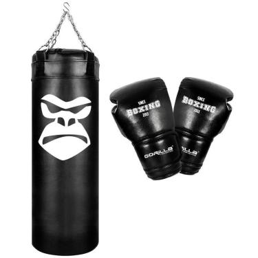 Imagem de Kit Boxe Profissional Luva de Box 12 oz+ Saco de Pancadas 90 cm Gorilla-Unissex