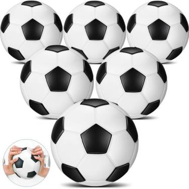 Imagem de Pacote com 6 bolas de futebol Jenaai de espuma macia, preto e branco