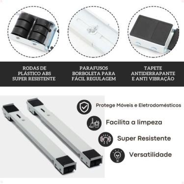 Imagem de Suporte Base Rodinhas Carrinho Ajustável para Geladeira e Fogão Rodas 