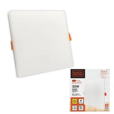 Imagem de Painel Plafon Led Borda Infinita Black + Decker Quadrado 32W, Branco F