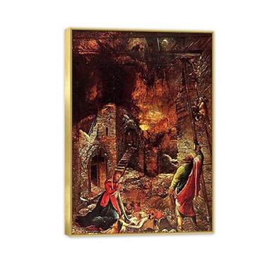 Imagem de SDYJ6GSW Albrecht Altdorfer Pôster de parede Nativity Giclee impressões em tela Albrecht Altdorfer decoração de parede para sala de estar quarto banheiro decoração de casa 100 x 70 cm (83.8x71.1 cm