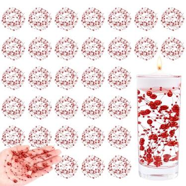 Imagem de NUKAYAI 30 peças de contas flutuantes artificiais para centros de mesa, vasos vermelhos falsos, pérolas flutuantes, corda, decoração para vasos, aniversário, festa de Natal, casamento, mesa de centro