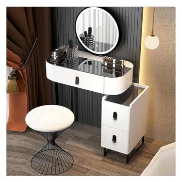 Imagem de Espreguiçadeira, penteadeira lindas penteadeiras ecológicas MDF Vanity Desk 5 gavetas mesa de maquiagem com espelho de toque inteligente redondo penteadeira casa