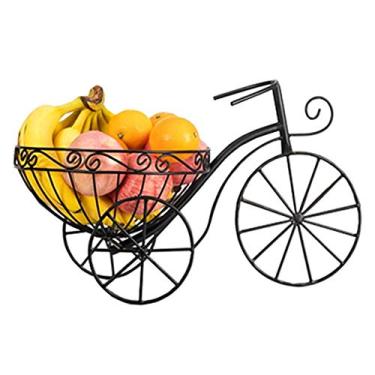 Imagem de GAORUIFENG Tigelas de frutas cesta de frutas rack de frutas bicicleta criativa frutas legumes cesta de pão personalidade armazenamento mesa de café restaurante (cor: preto tamanho: 47 24 26 cm)