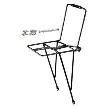 Imagem de harayaa Bagageiro dianteiro para bicicleta, suporte para bagagem, suporte de metal para transporte de carga, alforje, bagageiro dianteiro para bicicleta de