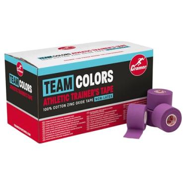 Imagem de Fita atlética colorida da equipe da Cramer para tornozelo, punho e fitas de lesões, ajuda a proteger e evitar lesões, promove uma cura mais rápida, treinamento atlético primeiros socorros suprimentos, 3,8 cm, caixa de rolo de volume 32, Roxa, 1 1/2" x 10 yd